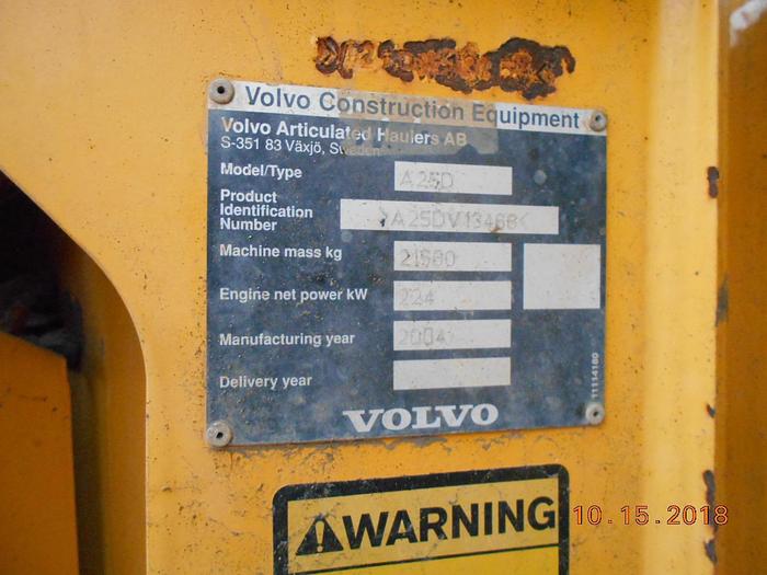 Used 2004 VOLVO A25D for Sale in Preble, New York