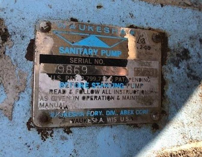 Used Pump, Positive, Waukesha, Mdl 220, S/st, 15 HP, 3" #A741662