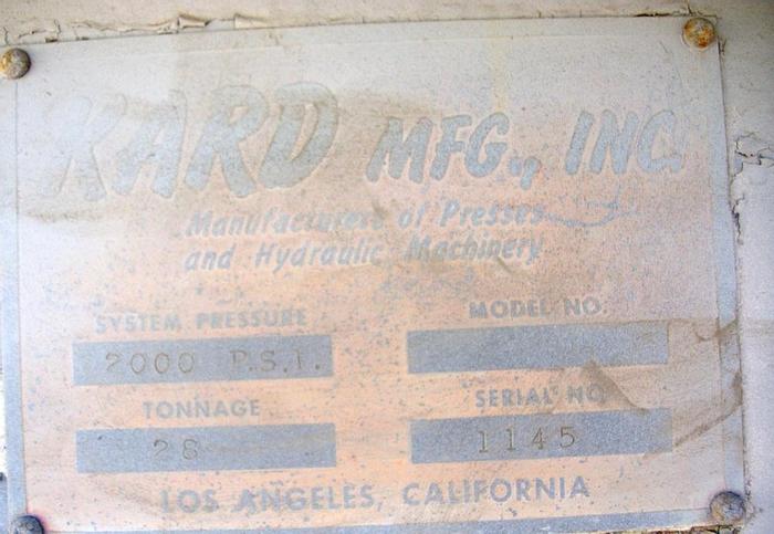 Used Press, Platen, Juice, Hydraulic, C/st, 28" x 28", #S597229