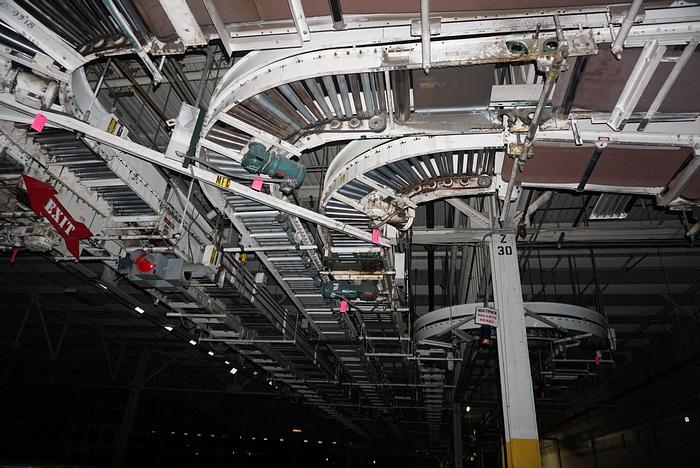 Used 1000’ OF ROLLER CONVEYOR WITH CURVING TRACK