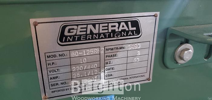 Used General International 60-125 used 18 inch upcut saw with infeed/outfeed rollers. #BM2256