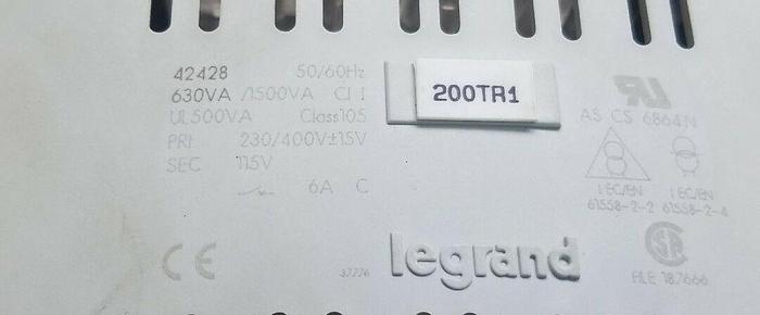 Used LEGRAND 42428 TRANSFORMER 630VA PRI-230/400V SEC-115V