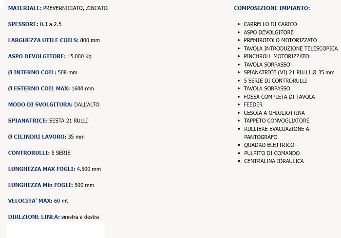 Usato LINEA BANDELLATRICE FIMI 800X2,5