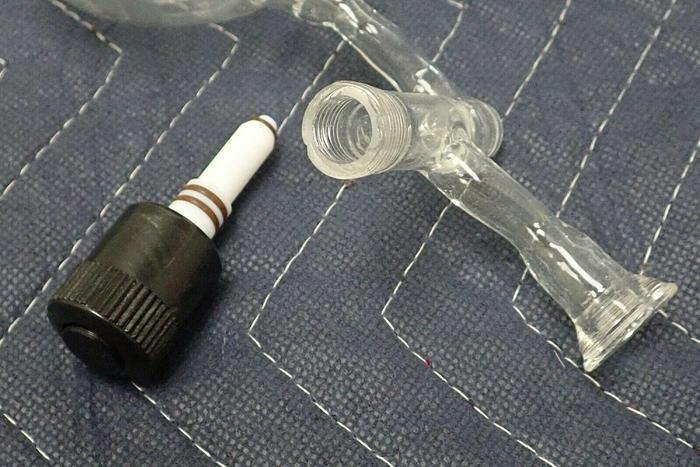 Used Kimax 250ml Glass Round Tube-Bottom Distillation Flask with Adapter / Joint