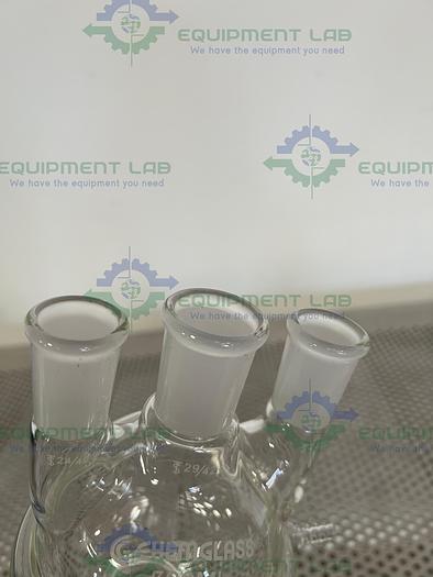 Used Chemglass 500 mL Half Jacketed Flask 29/42, 24/40 w/ Chem Drain Valve