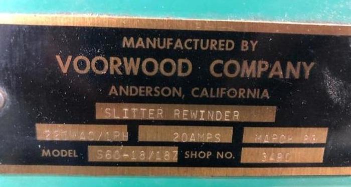 Used 60" VOORWOOD DUPLEX SLITTER REWINDER MODEL S60-18/187