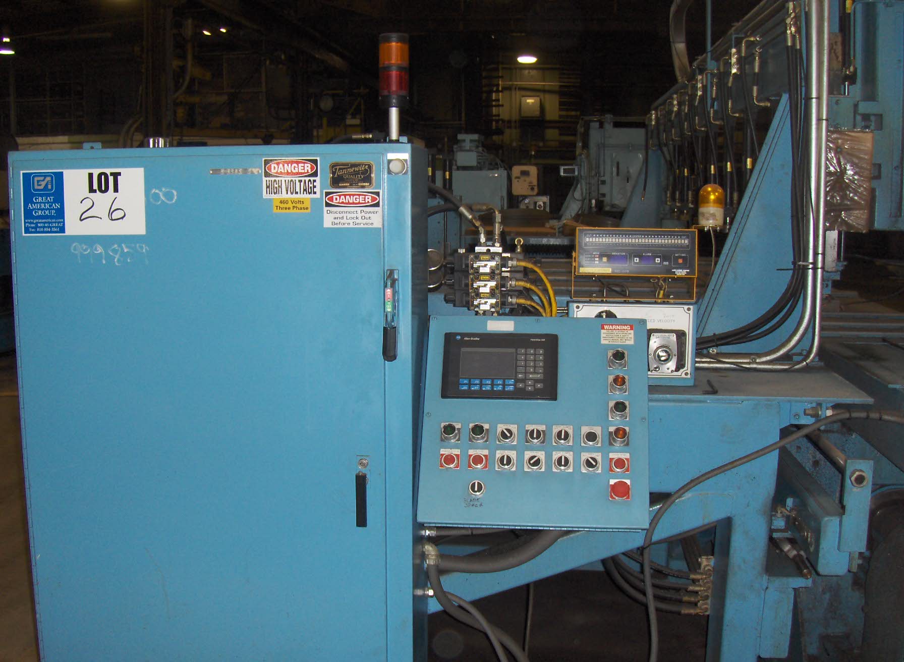 Used 12" x 156" TANNEWITZ Model 3000-MH12 Vertical Band Type Plate Saw; Mfg. 2003