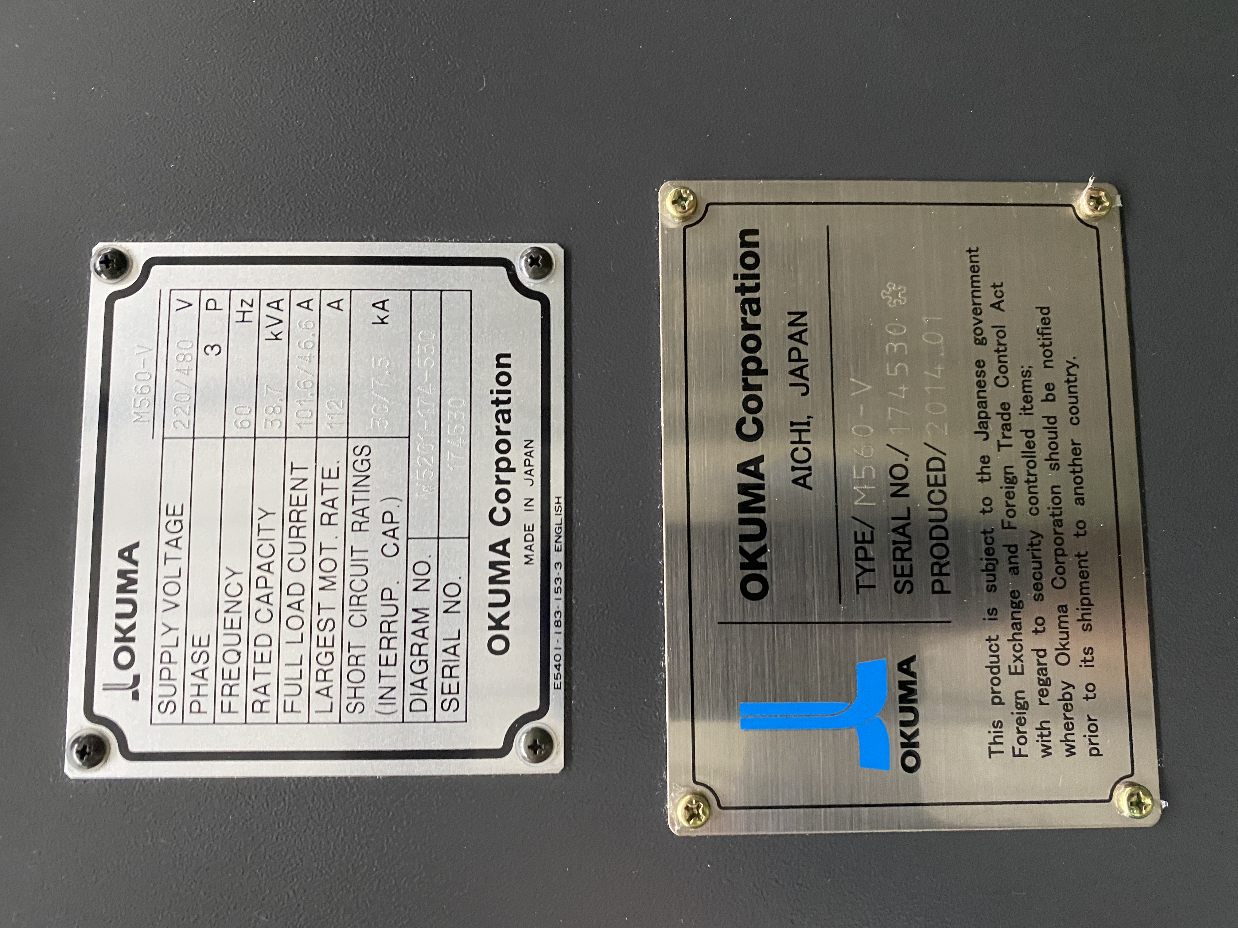 Used 2014 Okuma M560-V Mill W/2022 KITAGAWA MK350MKD01 4TH AXIS SN:S23542 THRU HOLE 6.300” Set up with 200 psi Thru Hole Collant Unit