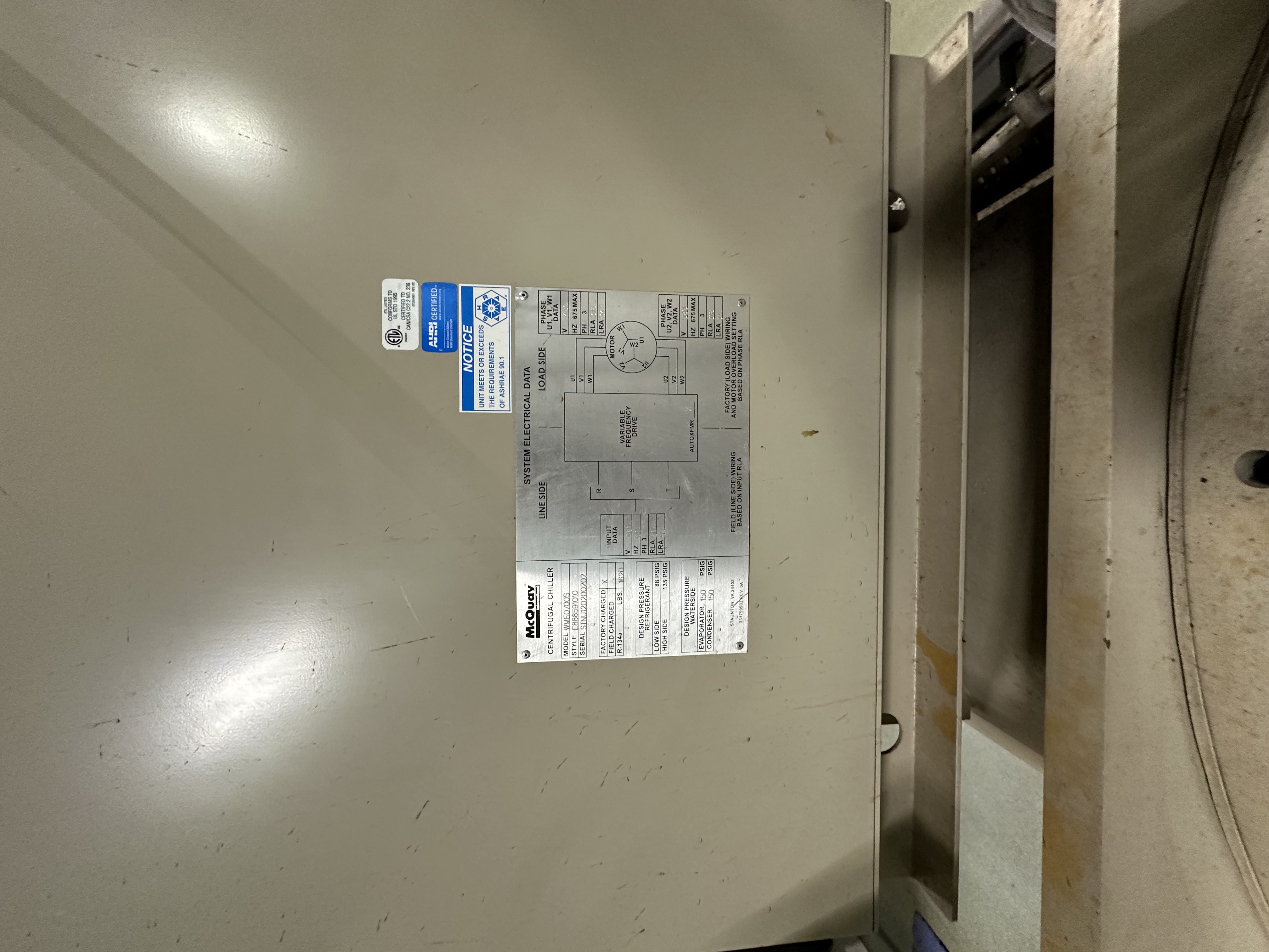 Used 2012 McQuay International  WME0700S Centrifugal Chiller