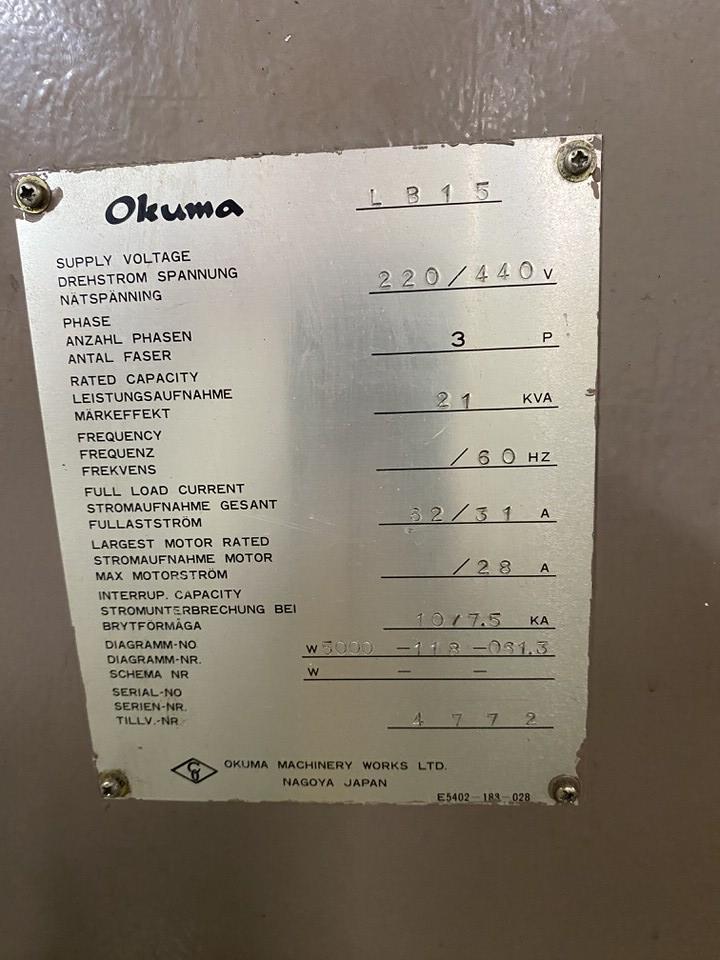 Used Okuma LB15 CNC Lathe