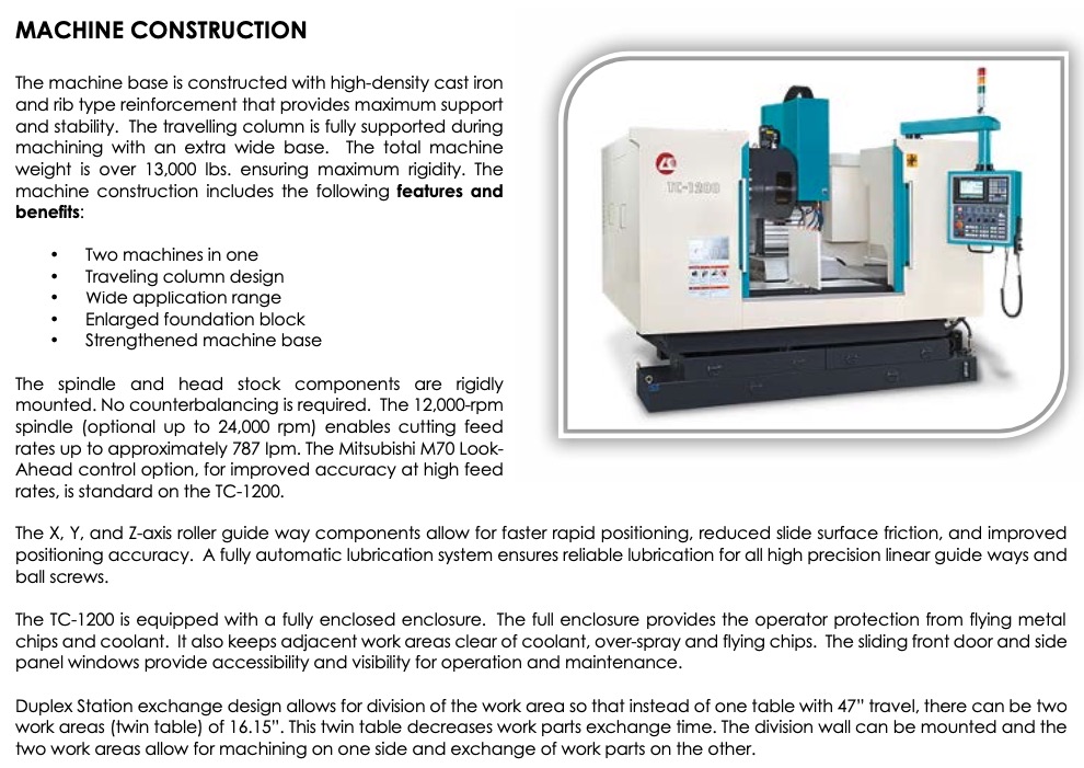 Used LK TC-1200 Vertical Milling / Drilling / Tapping Center