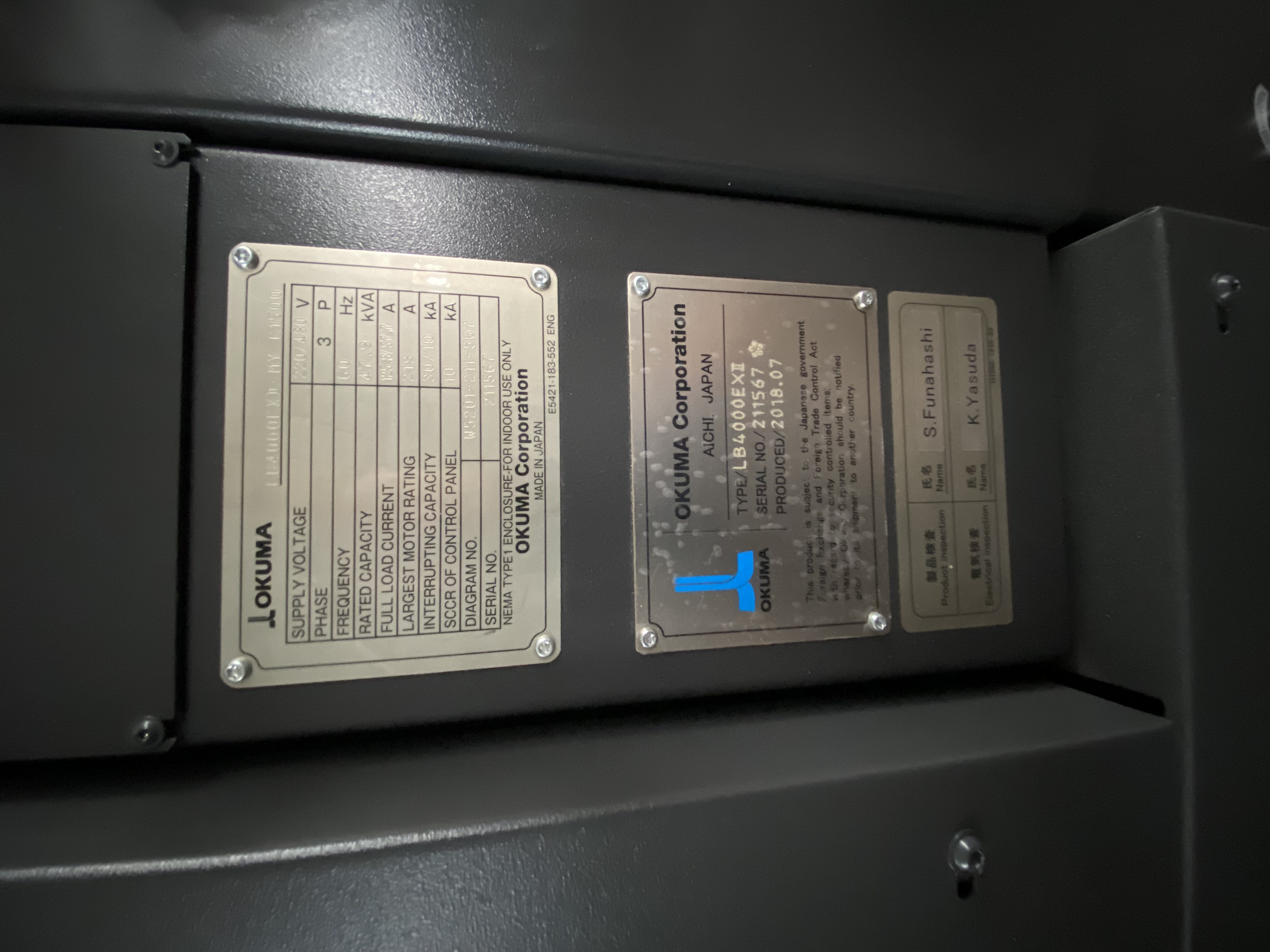 Used 2018 Okuma LB4000 EX-MY Super Big Bore 7.5” Live Tooling on Turret C-1500