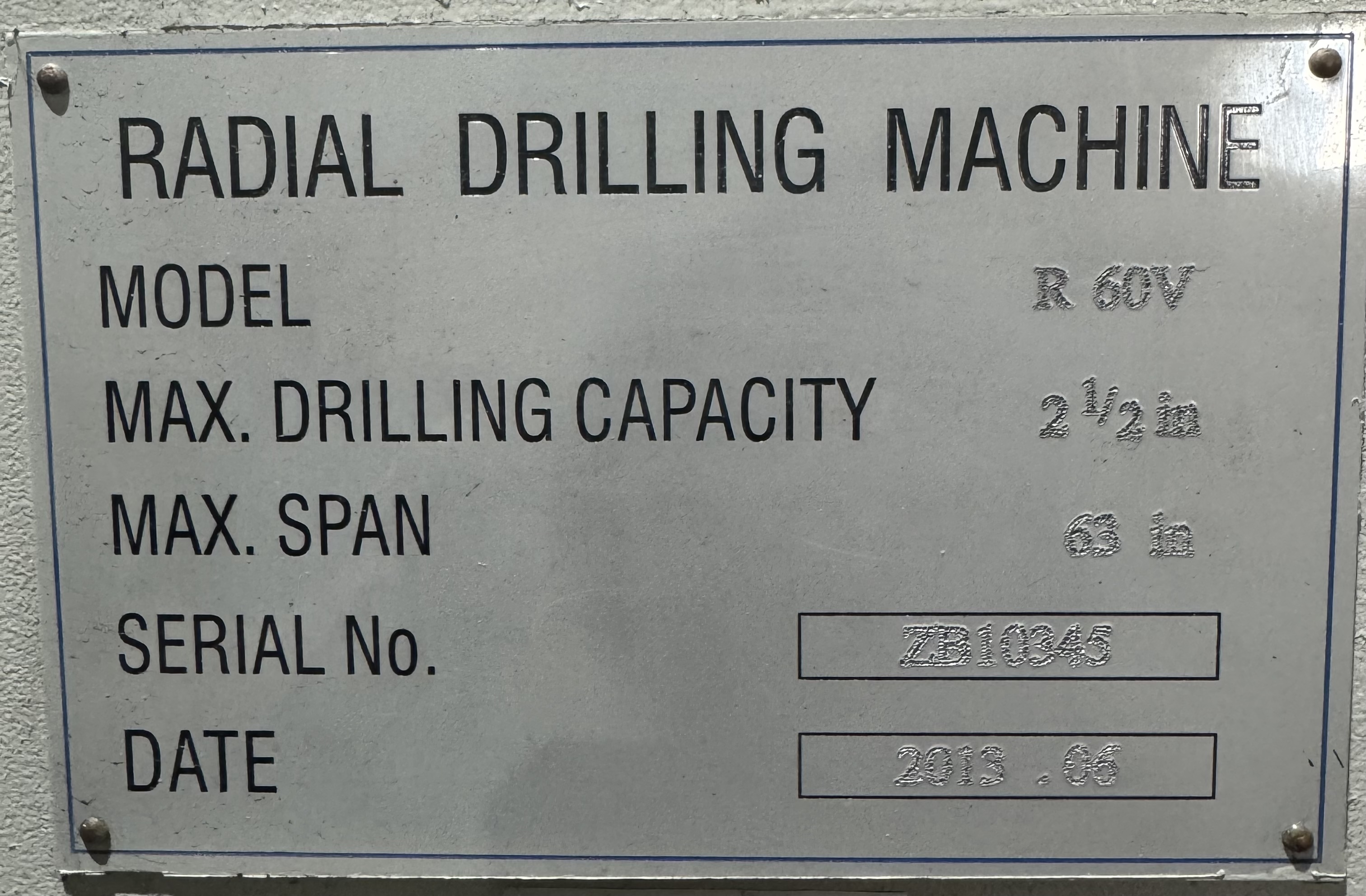 Used 2013 Knuth R 60V Radial Arm Drill