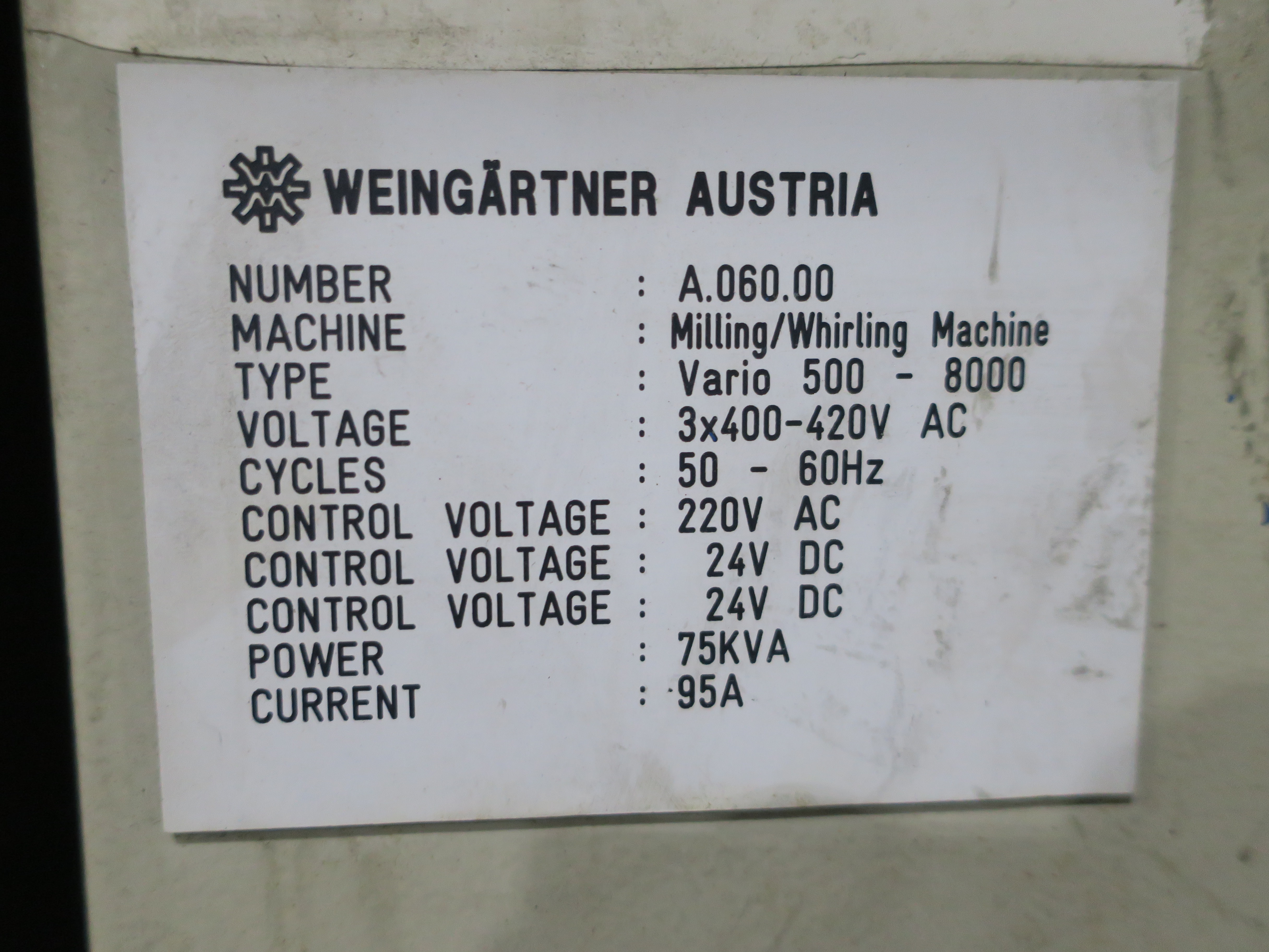 Used 2003 WEINGARTNER    VARIO 500/8000