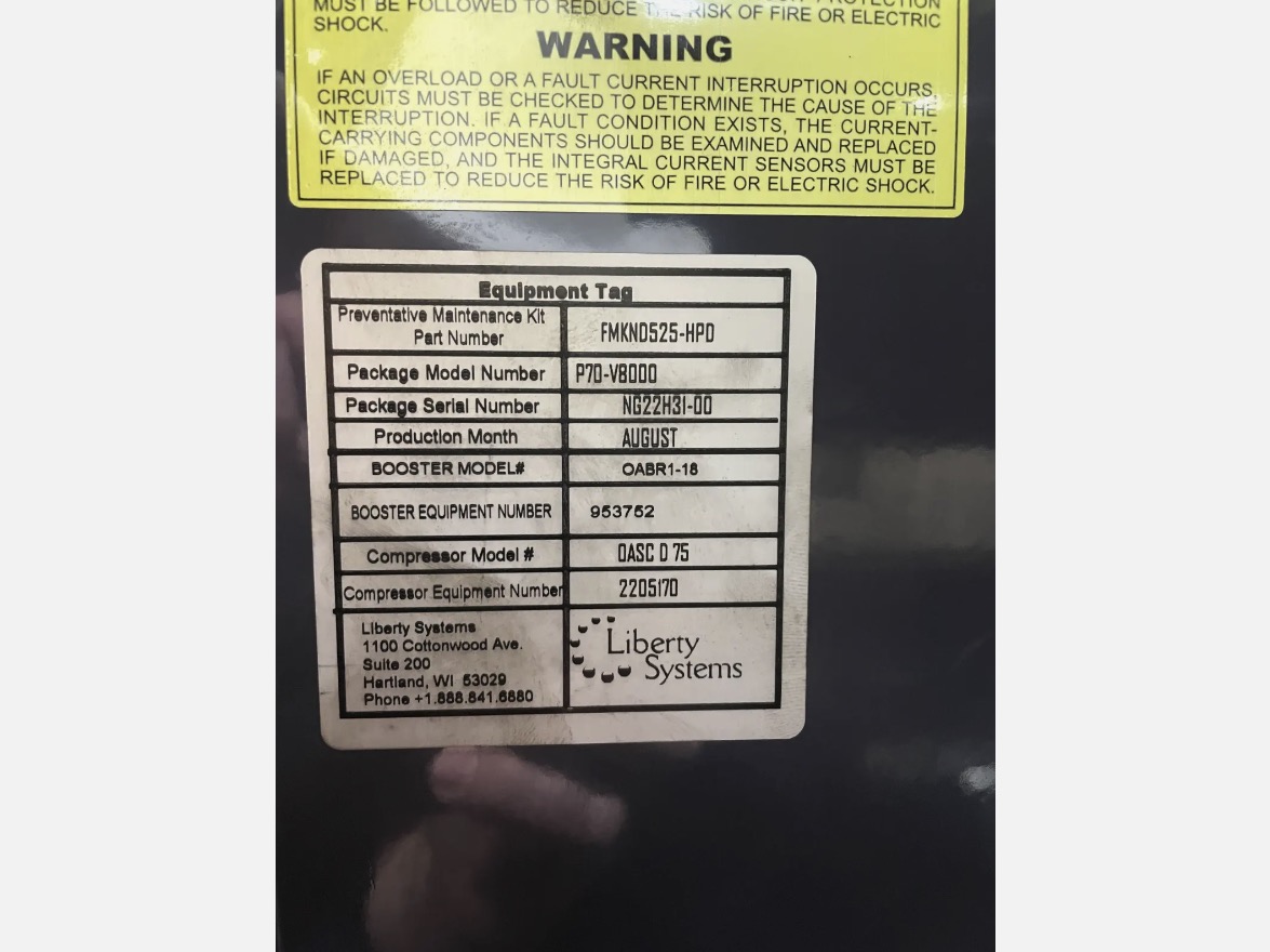 Used 2021 Liberty Systems P70-V8000 Nitrogen Generation System