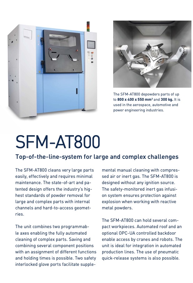 Used 2019 Solukan SFM-AT800 - 400W Automated 3D Print Powder Removal System