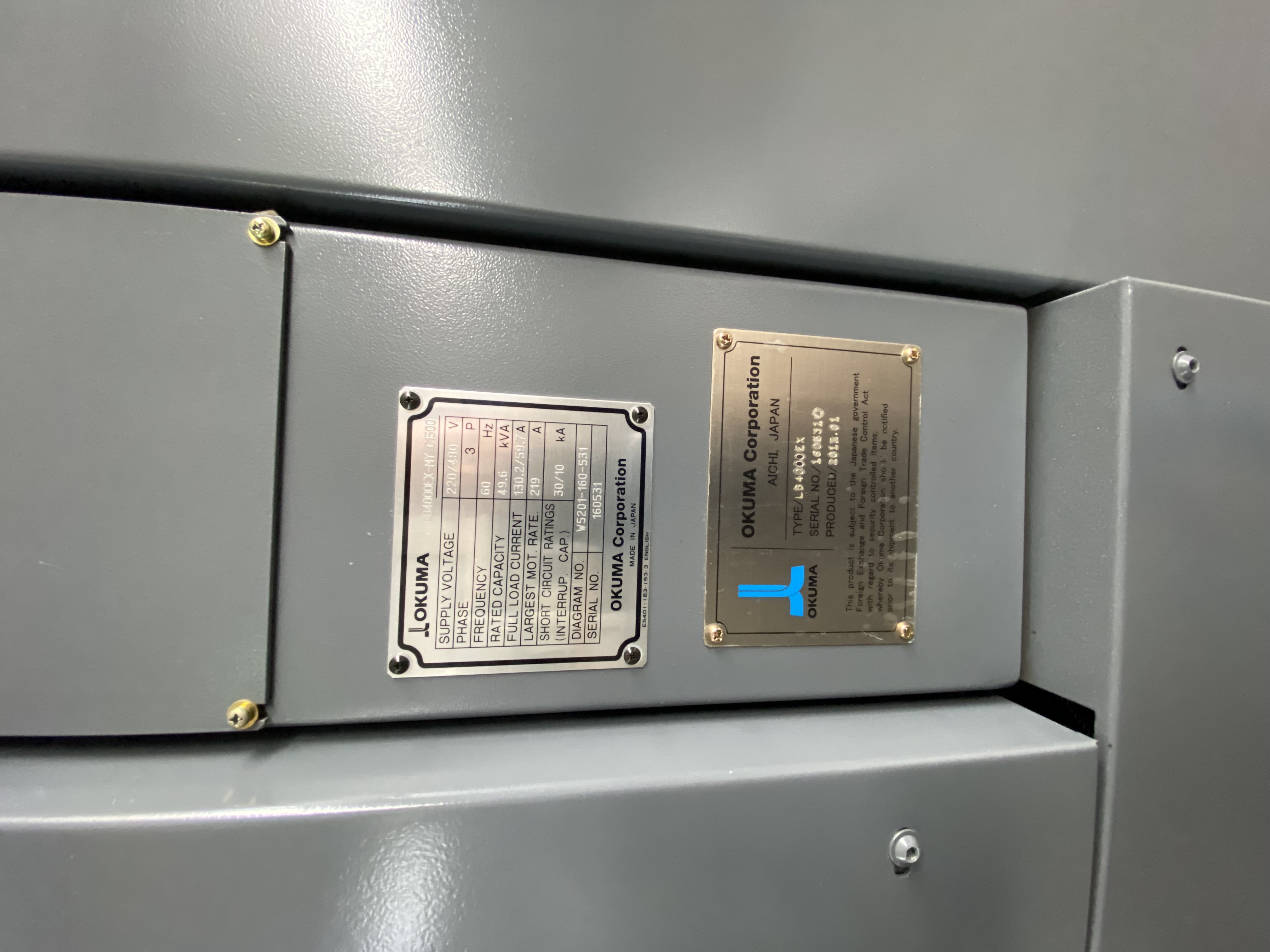 Used 2012 Okuma LB4000 EX-MY Big Bore 4.1” Live Tooling on Turret C-1500