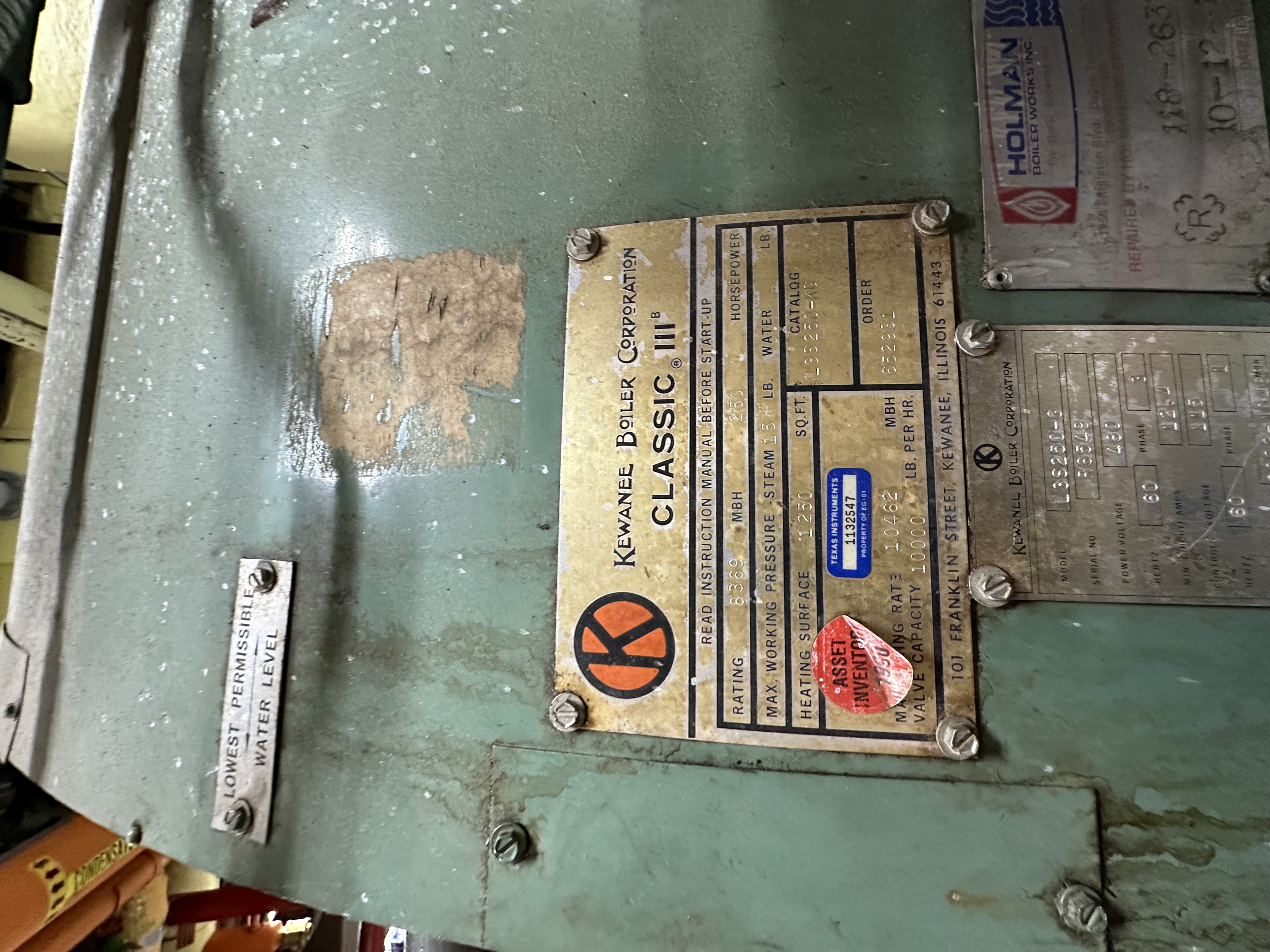 Used Kewanee Boiler Corporation Natural Gas Classic III Model L3S250-G Boiler