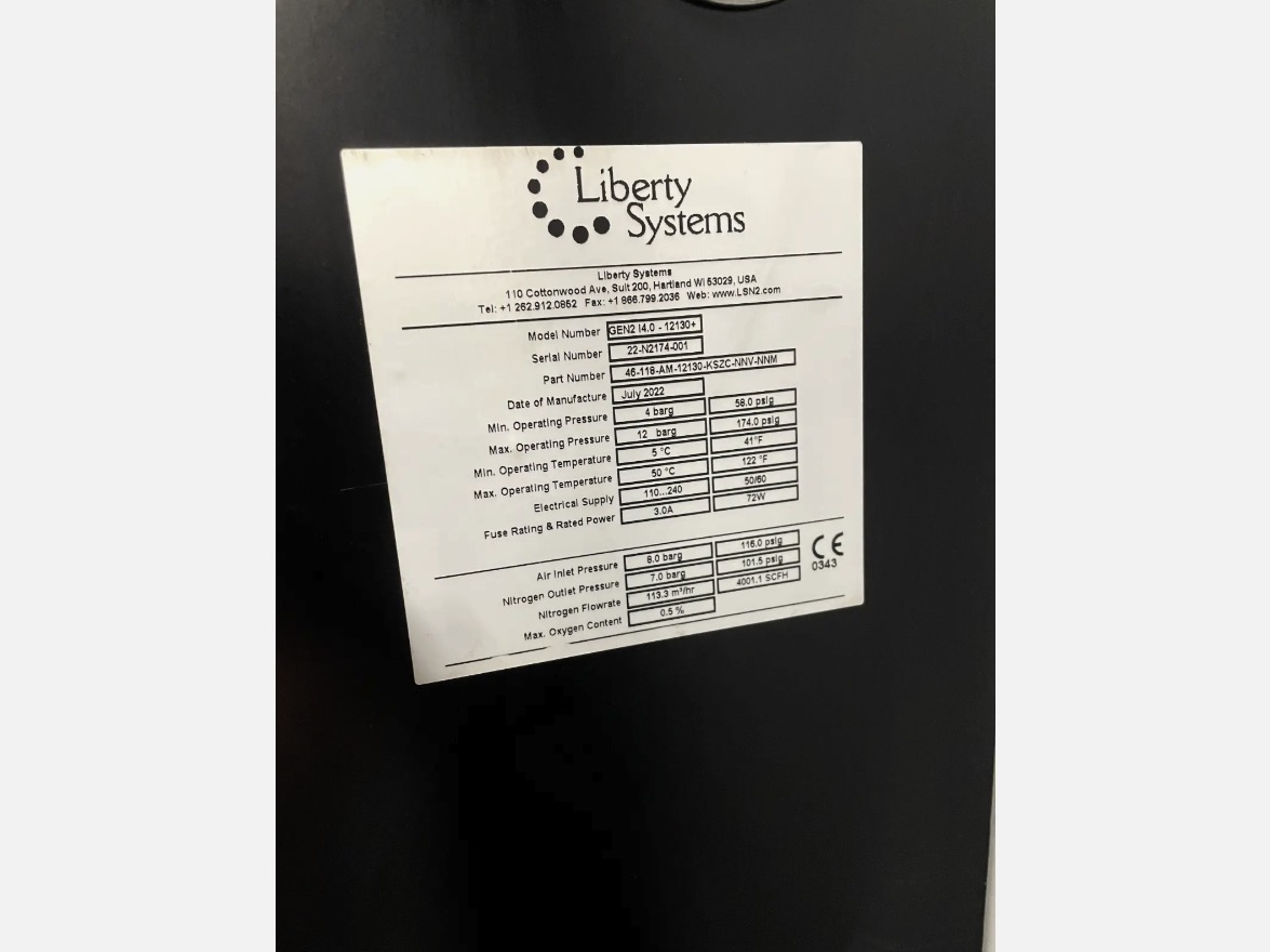 Used 2021 Liberty Systems P70-V8000 Nitrogen Generation System