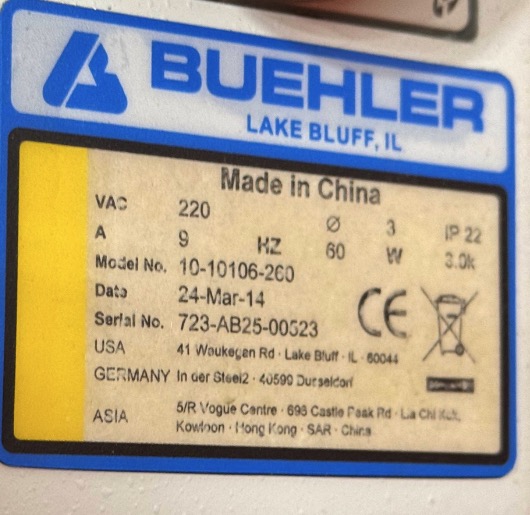 Used 2014 BUEHLER LTD AbrasiMet 250 Manual Abrasive Cutter