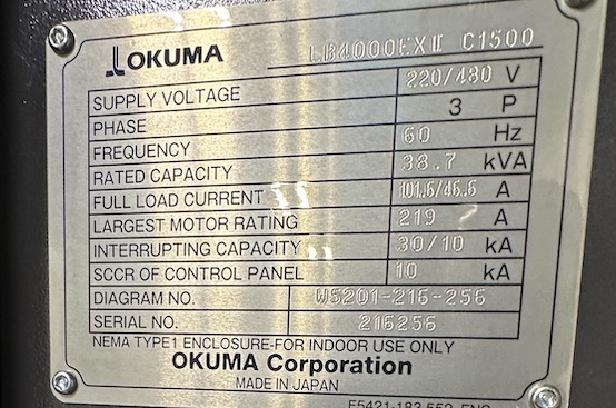 Used 2018 Okuma LB4000EXII C1500