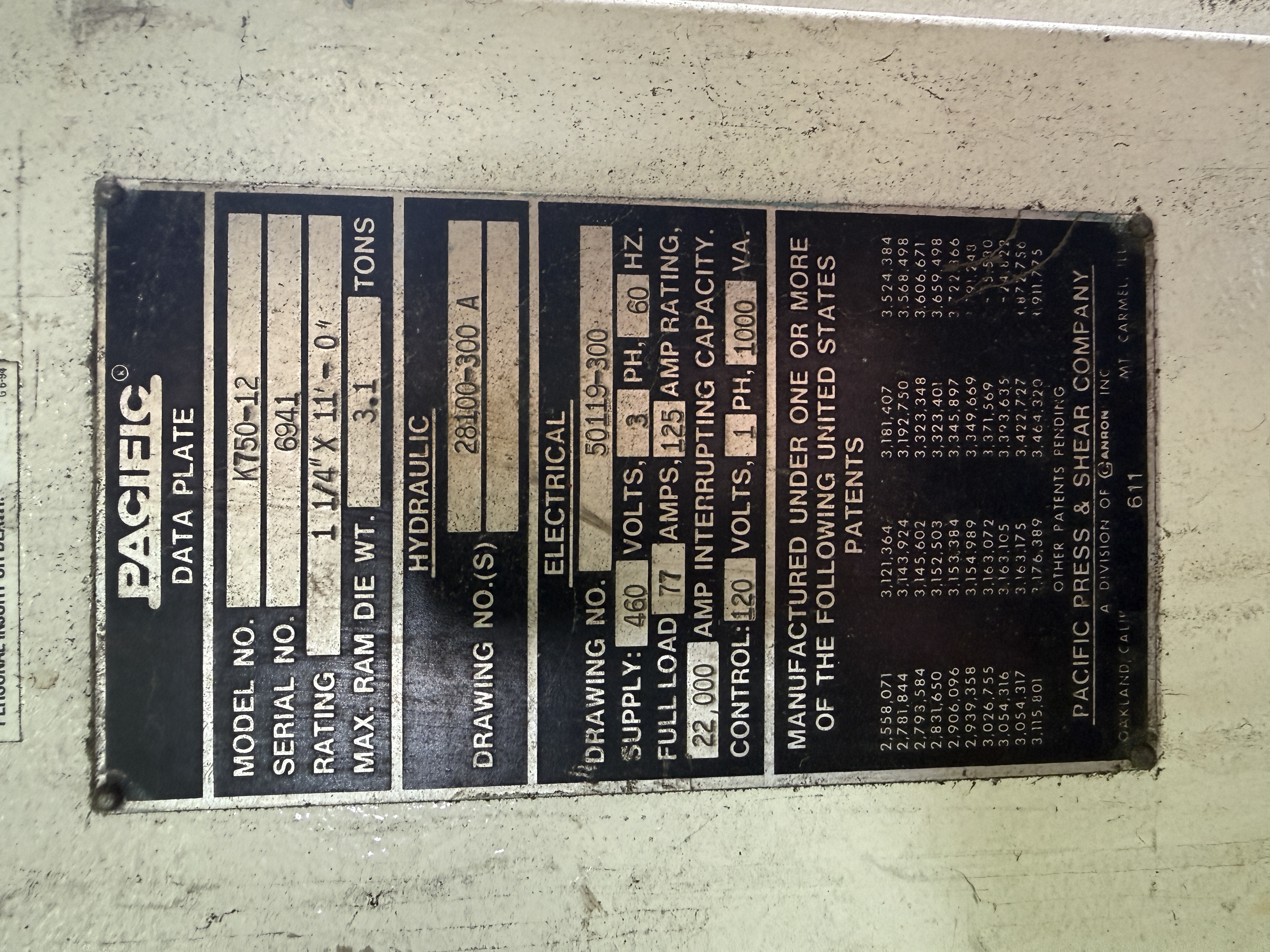 Used 1976 PACIFIC K750-12 PRESS BRAKE