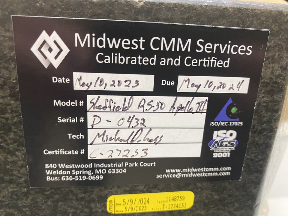 Used Sheffield RS-50 Apollo III CMM w/ Renishaw Probes