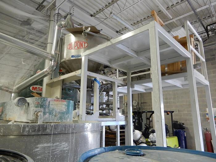 Used DUPONT AIR WEIGH HOPPER WITH DOUBLE SHAFT MEYERS DISPERSER AND TANK