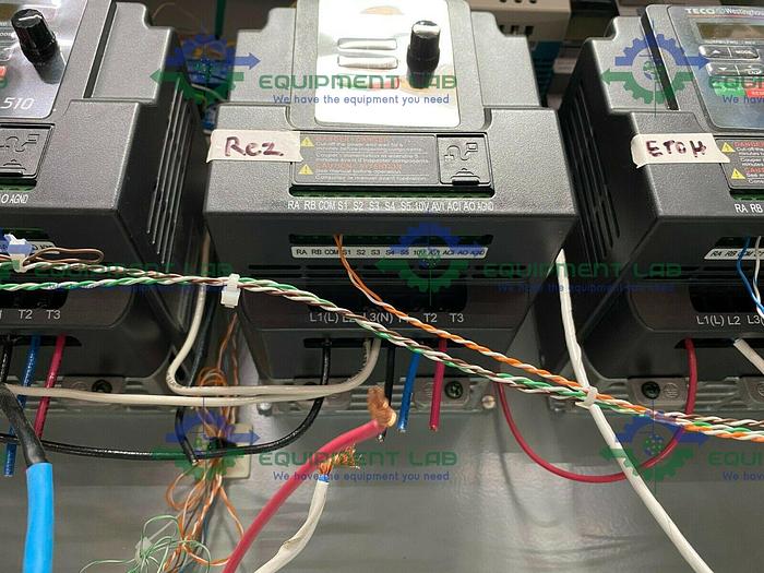 Used Hoffman Enclosure w/ 3 Teco Westinghouse L510 AC Drives & IDEC FL1F Smart Relay