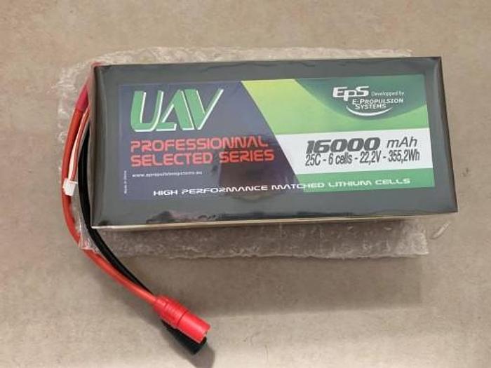 Used 16000mAh 22.2V 25C - 6 cells 355.2Wh UAV EPS