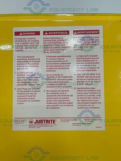 Used JustRite  90 Gallon Flammable Cabinet w/ Soft Close Doors