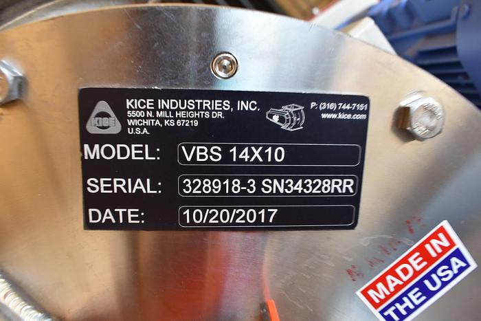 Used USED KICE ROTARY AIR LOCK VALVE, VBS 14X10, STAINLESS STEEL