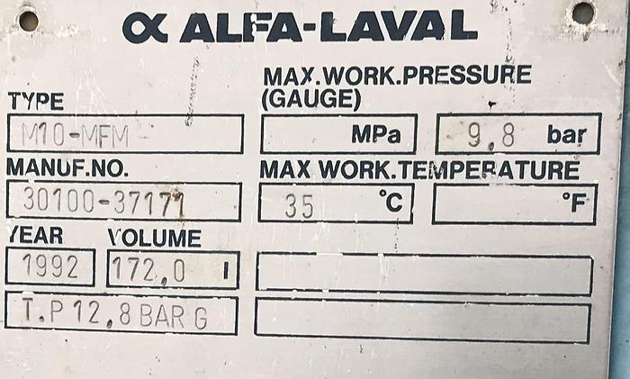 Used 1992 Alfa-Laval M10-MFM