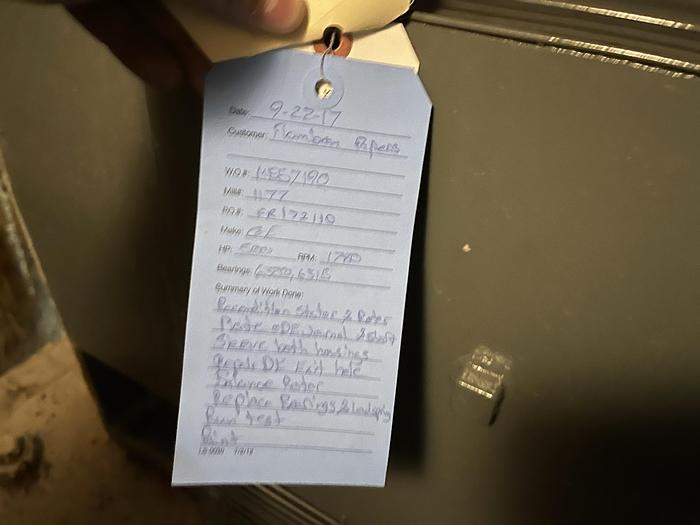 Used GENERAL ELECTRIC 500 HP 4160 VOLT MOTOR