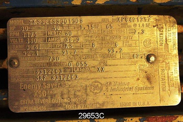 Used General Electric 5KS326SS3013D8 30 Hp AC Motor #29653