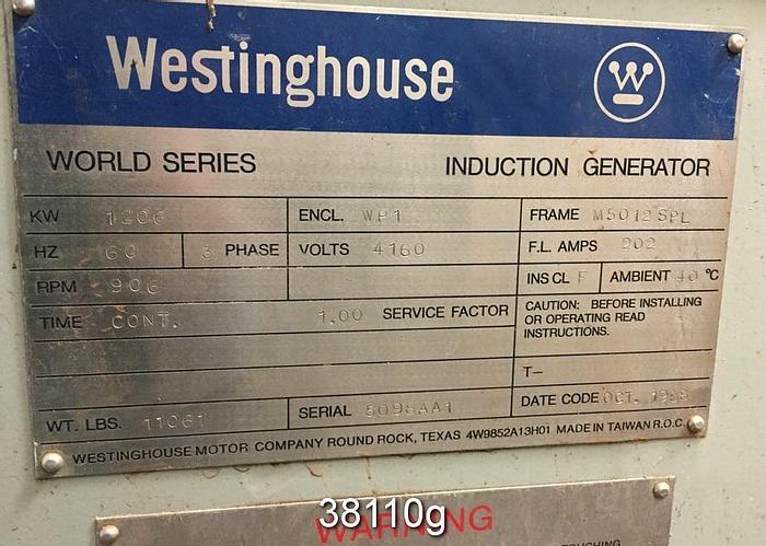 Used (3) Voith 1.206 MW Hydro Turbines with Westinghouse Induction Generators #38110