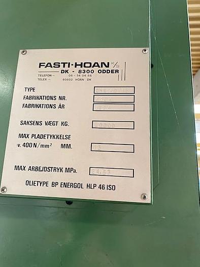Brugt HYDRAULISK MASKINSAKS, FABRIKAT HOAN, MODEL CHE 40/13