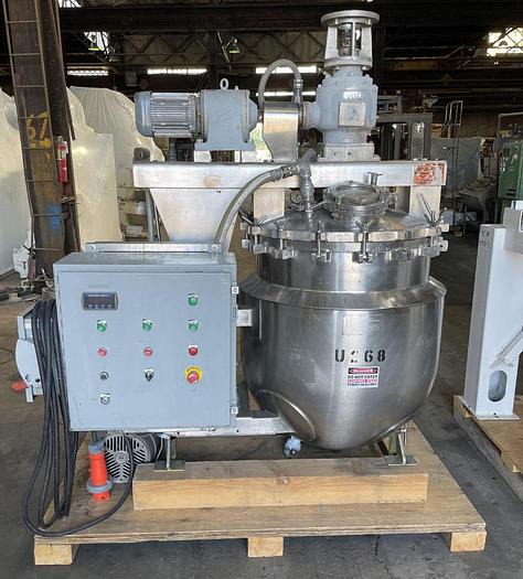 Used 250 LITER J.C. PARDO TRIPLE MOTION VACUUM KETTLE - 316 S/S - 20 PSI/FV/100 PSI JACKET