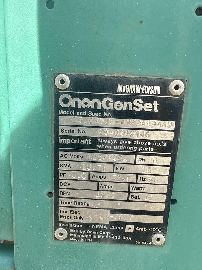 Used Onon gen set  120v/208v