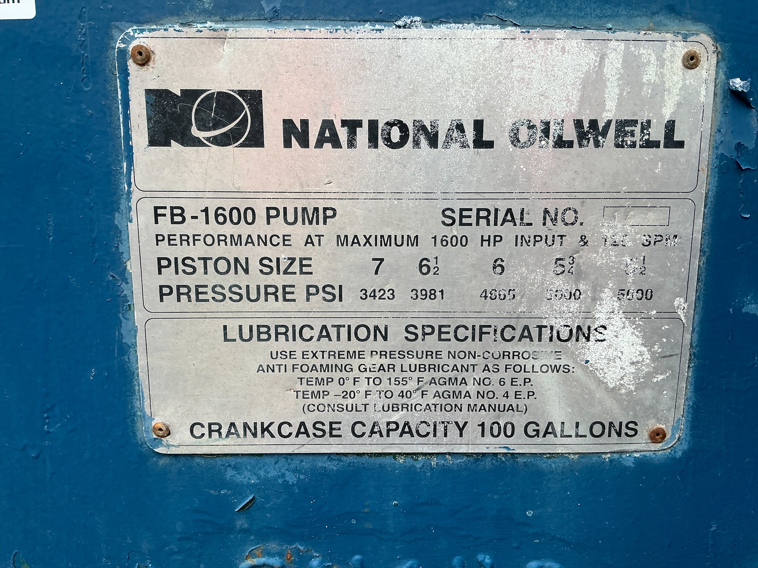 Used National Oil Well/Continental Emsco Mud Pump