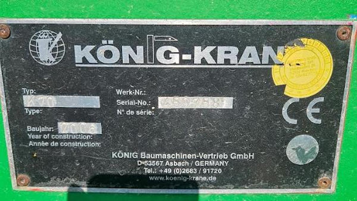 Used 2006 Koenig K-70 4.4-Ton Self-Erecting Tower Crane