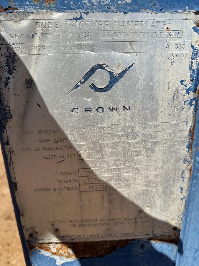 Used CROWN 1000 HP DRILL RIG