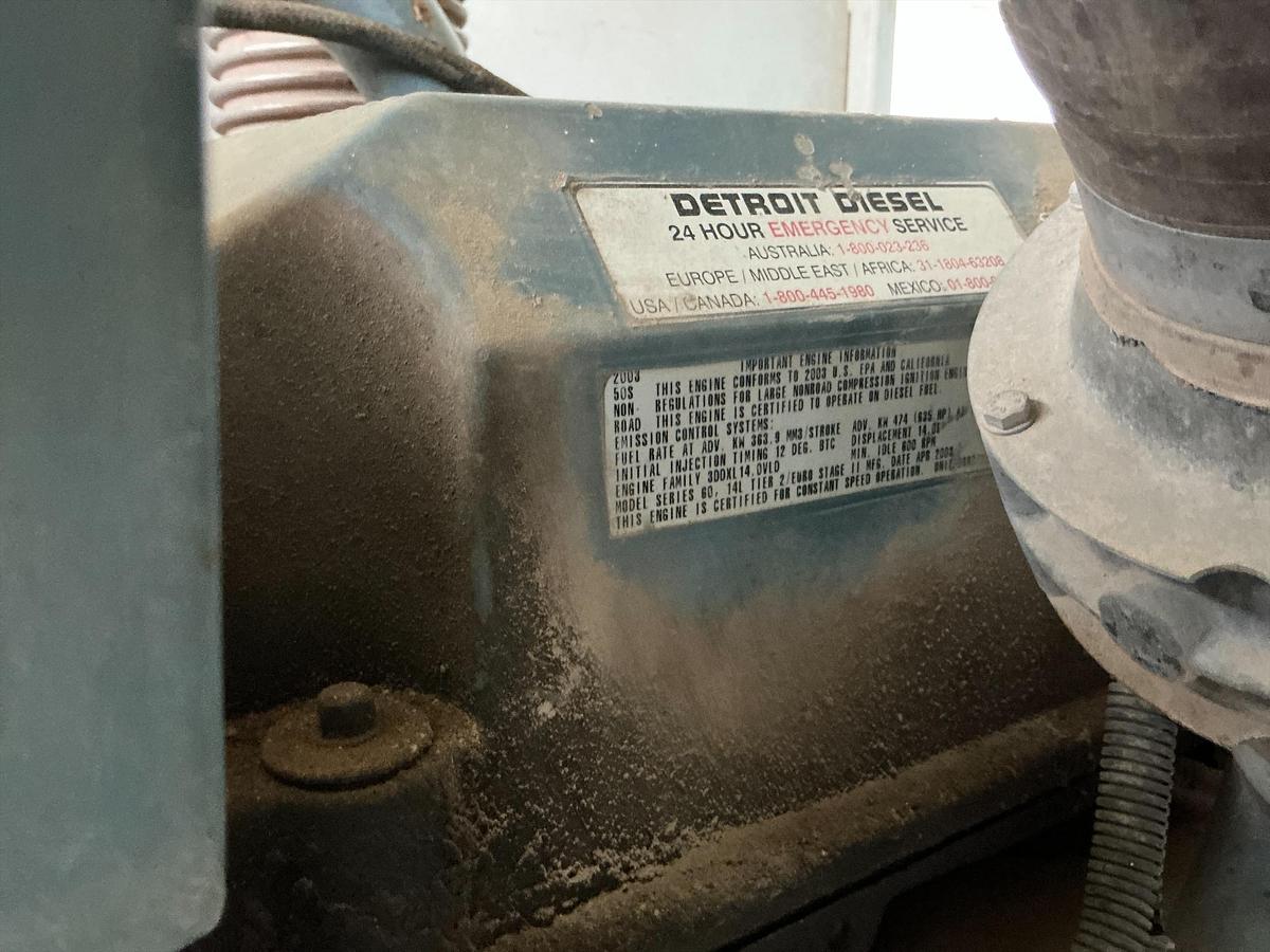 Used Detroit Series 60 Diesel Engine with Generator Skid, Switch Gear, Compressor