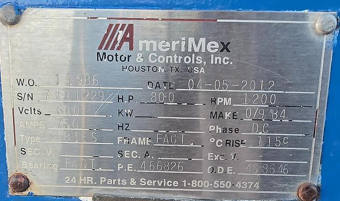 Used 2012 AMERIMEX 800HP Traction Motor
