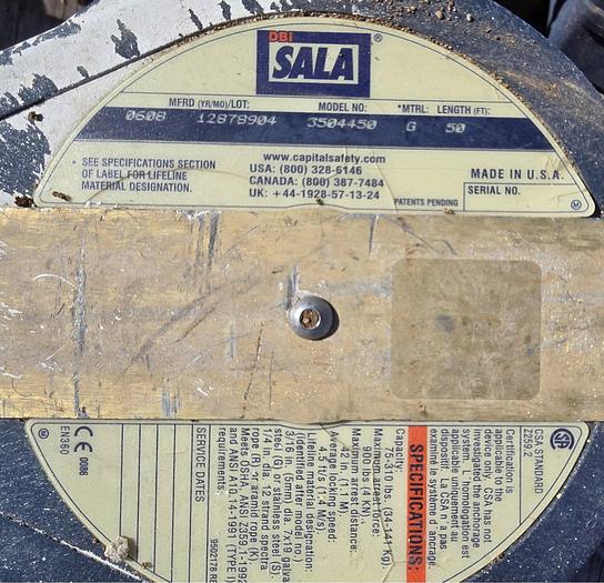 Used DBI SALA Ultra-Lock Self Retracting Lifelines