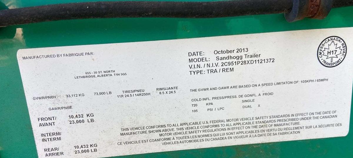 Used 2013 CHARLTON & HILL ESH-1701 T/A SAND HOGG TRAILER