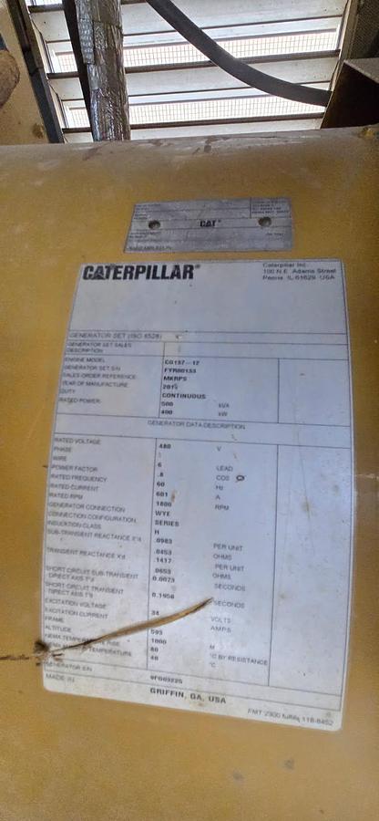 Used 2014 CAT CG137-12 Natural Gas 400KW Generator