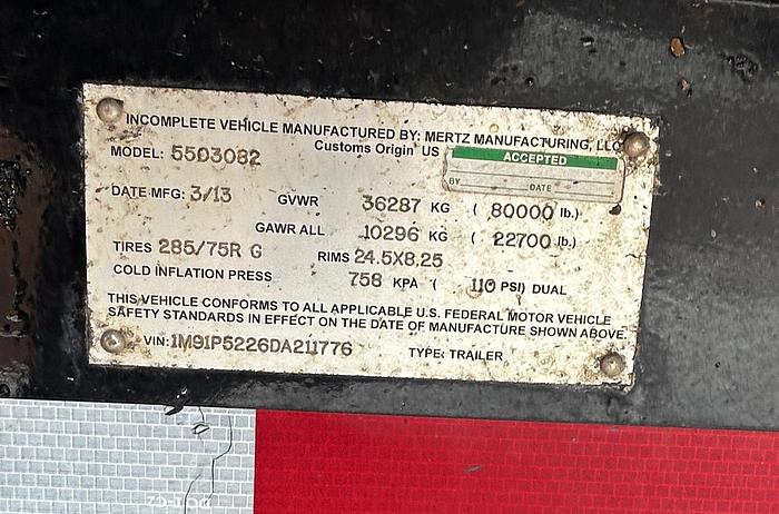 Used 2013 Mertz/ SPM 5503082 Trailer
