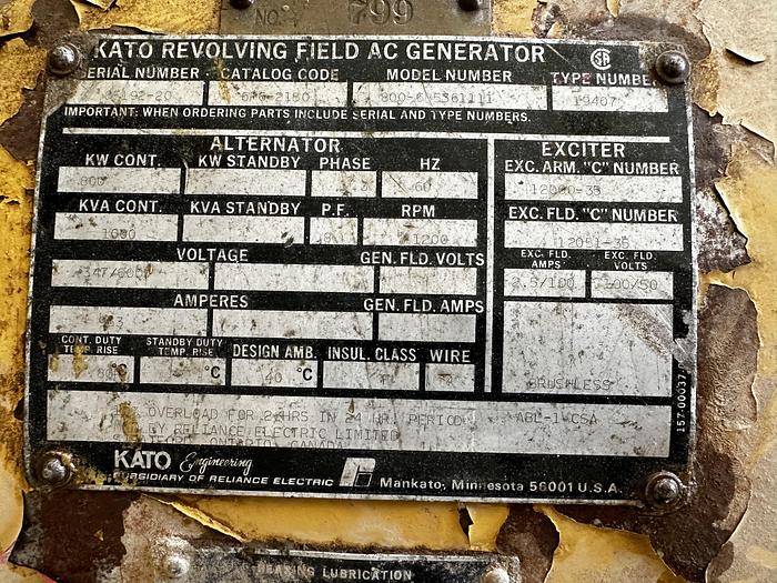 Used 2002 Cat 3508-B 800KW Generator