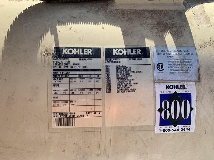 Used Kohler 350Kw Detroit S60 Generator